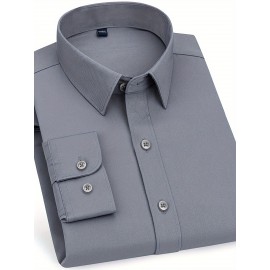 Conjunto de 3 Camisas Sociais Masculinas Slim Fit Manga Comprida - Azul-Petróleo, com Botões e Abotoadura Simples, para Todas as Estações, Vestuário Casual e de Negócios, Forro de Poliéster, Tamanhos Grandes Disponíveis, Camisas Versáteis | Camisa de Cor 
