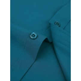 Camisas de vestir masculinas, sólidas, de manga comprida, elásticas, sem rugas, camisa formal, camisas de botão casual para negócios
