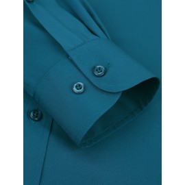 Camisas de vestir masculinas, sólidas, de manga comprida, elásticas, sem rugas, camisa formal, camisas de botão casual para negócios