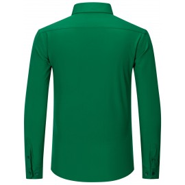 Camisas de vestir masculinas, sólidas, de manga comprida, elásticas, sem rugas, camisa formal, camisas de botão casual para negócios