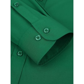 Camisas de vestir masculinas, sólidas, de manga comprida, elásticas, sem rugas, camisa formal, camisas de botão casual para negócios