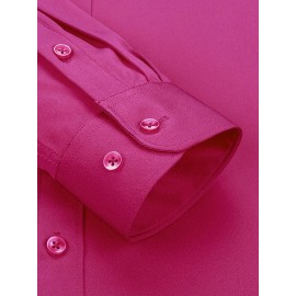 Camisas de vestir masculinas, sólidas, de manga comprida, elásticas, sem rugas, camisa formal, camisas de botão casual para negócios
