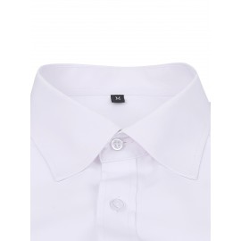 Camisas de vestir masculinas, sólidas, de manga comprida, elásticas, sem rugas, camisa formal, camisas de botão casual para negócios