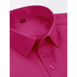 Camisas de vestir masculinas, sólidas, de manga comprida, elásticas, sem rugas, camisa formal, camisas de botão casual para negócios