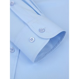 Camisas de vestir masculinas, sólidas, de manga comprida, elásticas, sem rugas, camisa formal, camisas de botão casual para negócios
