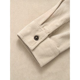 Outono Venda Quente Masculino Manga Longa Tamanho Grande Solto Casual Retro Camisa de Veludo Botão Dobra de Bolso Duplo Exterior Masculino Top Jaqueta