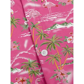Camisa Havaiana Masculina com Estampa Floral Tropical - Rosa Vibrante de Manga Curta com Botões - Camisa para Férias na Praia com Estampa de Flamengo e Palmeira, Leve em 100% Poliéster, Perfeita para Escapadelas de Verão