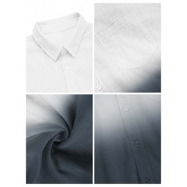 Camisas de algodão de manga curta com gradiente para homem, botões casuais, praia, verão, camisas havaianas