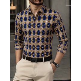 1 peça Camisa Masculina SINBOS de Verão Leve Manga Curta - Estampa Listrada, Tecido Não Tecido em Poliéster, Respirável e Antirrugas, Detalhe com Botões, Lavagem à Mão/Limpeza a Seco, Tamanhos Adultos, Confortável para Uso Diário, Ajuste Relaxado, Roupa C