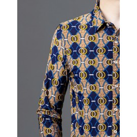 1 peça Camisa Masculina SINBOS de Verão Leve Manga Curta - Estampa Listrada, Tecido Não Tecido em Poliéster, Respirável e Antirrugas, Detalhe com Botões, Lavagem à Mão/Limpeza a Seco, Tamanhos Adultos, Confortável para Uso Diário, Ajuste Relaxado, Roupa C