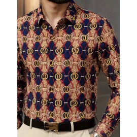 1 peça Camisa Masculina SINBOS de Verão Leve Manga Curta - Estampa Listrada, Tecido Não Tecido em Poliéster, Respirável e Antirrugas, Detalhe com Botões, Lavagem à Mão/Limpeza a Seco, Tamanhos Adultos, Confortável para Uso Diário, Ajuste Relaxado, Roupa C