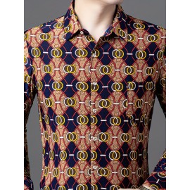 1 peça Camisa Masculina SINBOS de Verão Leve Manga Curta - Estampa Listrada, Tecido Não Tecido em Poliéster, Respirável e Antirrugas, Detalhe com Botões, Lavagem à Mão/Limpeza a Seco, Tamanhos Adultos, Confortável para Uso Diário, Ajuste Relaxado, Roupa C