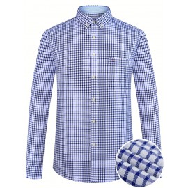 Camisa formal de manga comprida com design clássico listrado para homem, camisa de botão para ocasiões formais de negócios, presente para homem