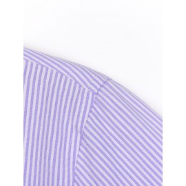 Camisa formal de manga comprida com design clássico listrado para homem, camisa de botão para ocasiões formais de negócios, presente para homem