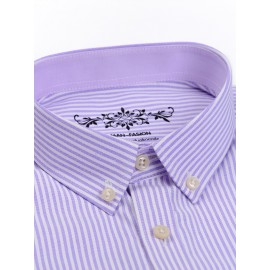 Camisa formal de manga comprida com design clássico listrado para homem, camisa de botão para ocasiões formais de negócios, presente para homem