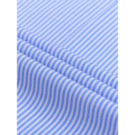 Camisa formal de manga comprida com design clássico listrado para homem, camisa de botão para ocasiões formais de negócios, presente para homem