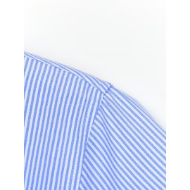 Camisa formal de manga comprida com design clássico listrado para homem, camisa de botão para ocasiões formais de negócios, presente para homem