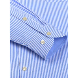 Camisa formal de manga comprida com design clássico listrado para homem, camisa de botão para ocasiões formais de negócios, presente para homem
