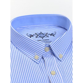 Camisa formal de manga comprida com design clássico listrado para homem, camisa de botão para ocasiões formais de negócios, presente para homem