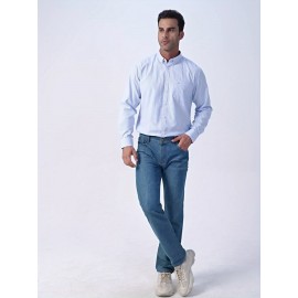 Camisa formal de manga comprida com design clássico listrado para homem, camisa de botão para ocasiões formais de negócios, presente para homem