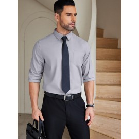 Camisas de vestir para homem sem rugas, com botões de manga comprida, formal e de negócios.