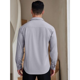 Camisas de vestir para homem sem rugas, com botões de manga comprida, formal e de negócios.