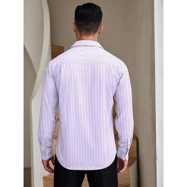 Camisas de vestir para homem sem rugas, com botões de manga comprida, formal e de negócios.
