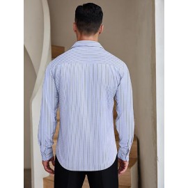 Camisas de vestir para homem sem rugas, com botões de manga comprida, formal e de negócios.