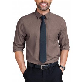 Camisas de vestir para homem sem rugas, com botões de manga comprida, formal e de negócios.