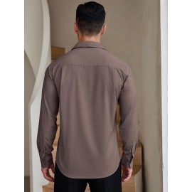 Camisas de vestir para homem sem rugas, com botões de manga comprida, formal e de negócios.