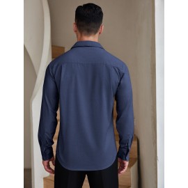 Camisas de vestir para homem sem rugas, com botões de manga comprida, formal e de negócios.