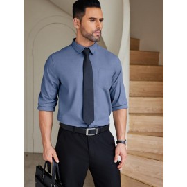 Camisas de vestir para homem sem rugas, com botões de manga comprida, formal e de negócios.