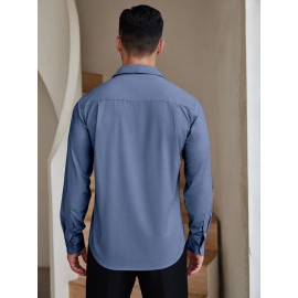 Camisas de vestir para homem sem rugas, com botões de manga comprida, formal e de negócios.