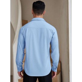 Camisas de vestir para homem sem rugas, com botões de manga comprida, formal e de negócios.