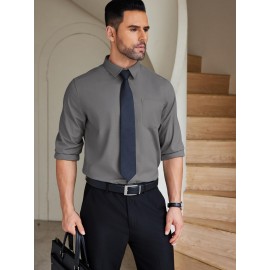 Camisas de vestir para homem sem rugas, com botões de manga comprida, formal e de negócios.