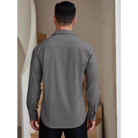 Camisas de vestir para homem sem rugas, com botões de manga comprida, formal e de negócios.