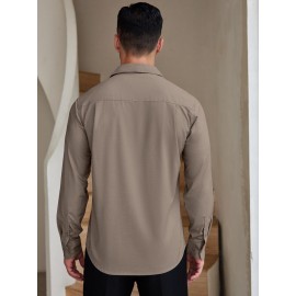 Camisas de vestir para homem sem rugas, com botões de manga comprida, formal e de negócios.