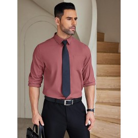 Camisas de vestir para homem sem rugas, com botões de manga comprida, formal e de negócios.