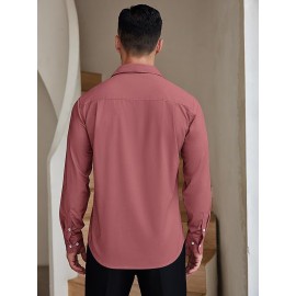 Camisas de vestir para homem sem rugas, com botões de manga comprida, formal e de negócios.