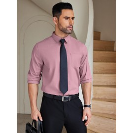 Camisas de vestir para homem sem rugas, com botões de manga comprida, formal e de negócios.