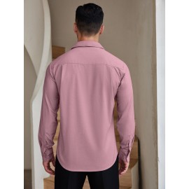 Camisas de vestir para homem sem rugas, com botões de manga comprida, formal e de negócios.