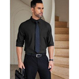 Camisas de vestir para homem sem rugas, com botões de manga comprida, formal e de negócios.