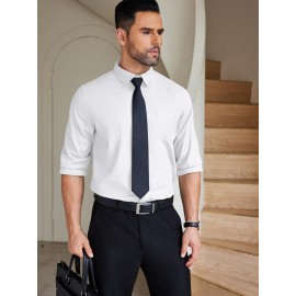 Camisas de vestir para homem sem rugas, com botões de manga comprida, formal e de negócios.