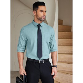 Camisas de vestir para homem sem rugas, com botões de manga comprida, formal e de negócios.