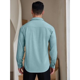 Camisas de vestir para homem sem rugas, com botões de manga comprida, formal e de negócios.