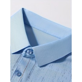 Camisa Masculina de Manga Curta Estampada para o Verão - Estilo Casual Executivo, Tecido Leve e Respirável com Listras Verticais, Gola Pontuda Clássica & Punho com Um Botão, Corte Regular para Escritório e Passeios, Camisas Fofas para o Verão, Tecido Não 