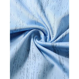 Camisa Masculina de Manga Curta Estampada para o Verão - Estilo Casual Executivo, Tecido Leve e Respirável com Listras Verticais, Gola Pontuda Clássica & Punho com Um Botão, Corte Regular para Escritório e Passeios, Camisas Fofas para o Verão, Tecido Não 