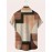 Camisa de manga curta com padrão geométrico vintage para homem, com estampa de verão casual leve e respirável para a praia, com impressão estrangeira.