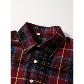 Camisa masculina de manga comprida com botões, estilo casual e confortável para o outono e inverno.