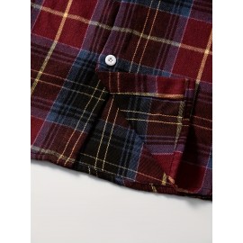 Camisa masculina de manga comprida com botões, estilo casual e confortável para o outono e inverno.